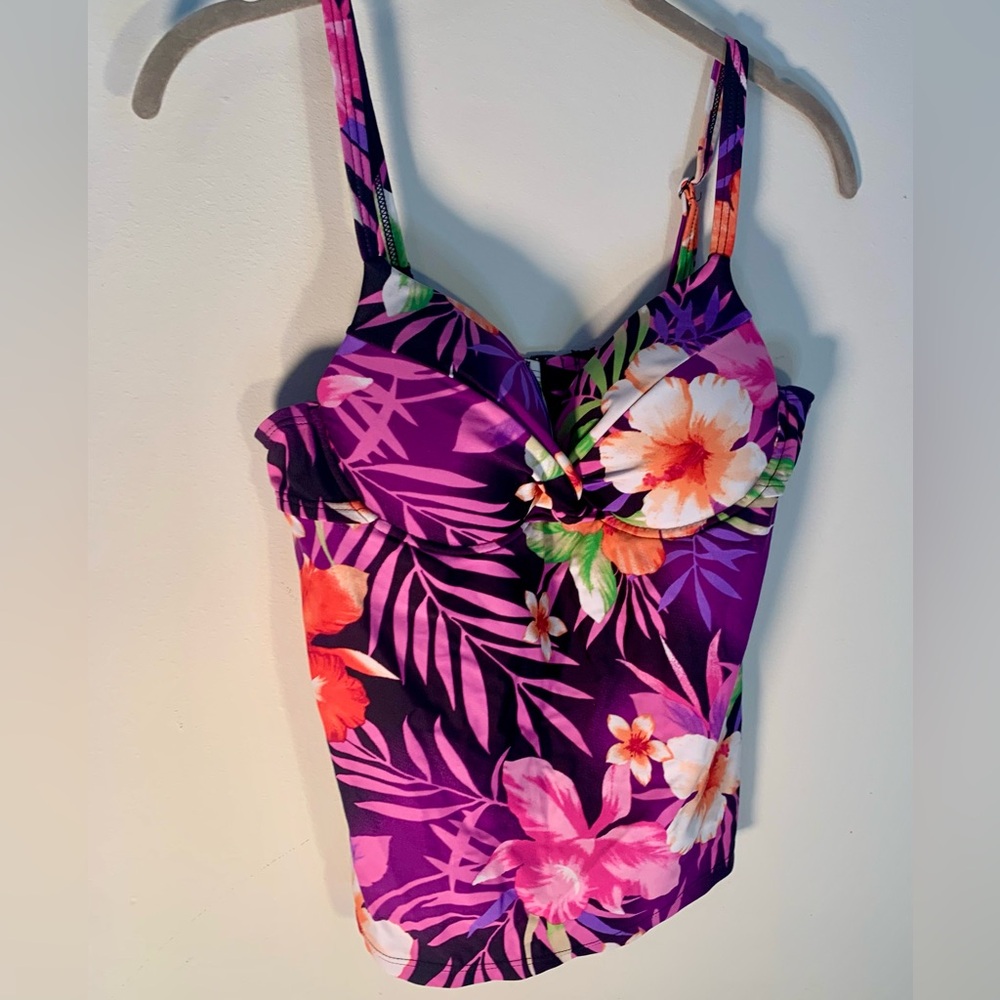 Maidenform Purple Floral Swim Top